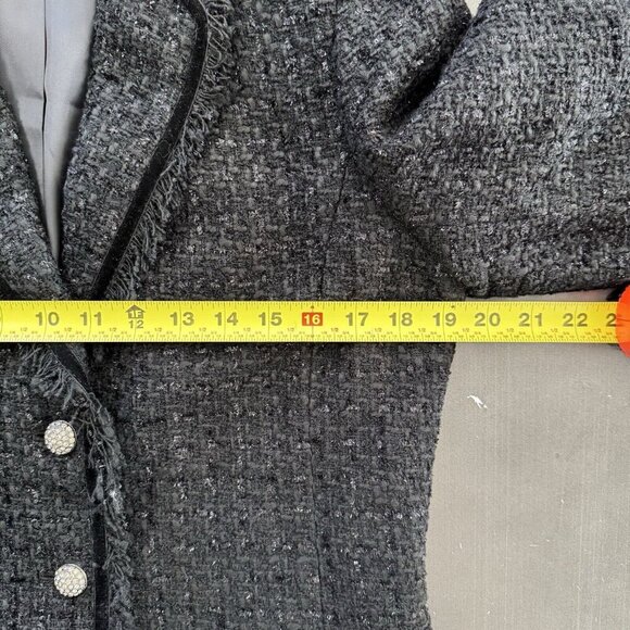 Jones New York Signature Petite Black Dixie Tweed Blazer Metallic Preppy Jacket - Picture 12 of 14